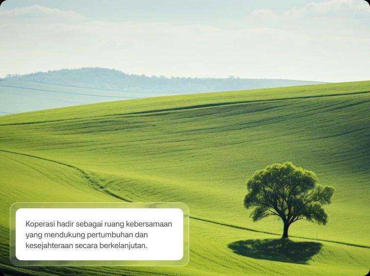 Lanskap hijau dengan kartu informasi keunggulan
